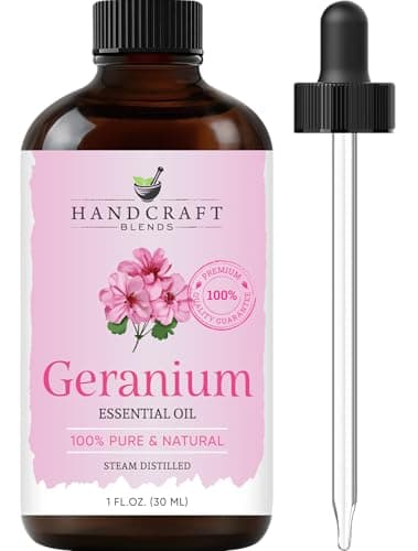 Handcraft Blends Geranium Essential Oil – 1 Fl Oz – 100% Pure and Natural – Premium Grade Essential Oil for Diffuser and Aromatherapy, Skin, Massage, Candle and Soap Making Fragrance