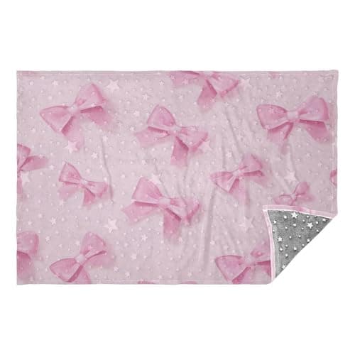 Jihqo Bow Tie Travel Blanket Glowing in The Dark, Soft 2 in 1 Airplane Blanket 65" x 55", Foldable as Pillow, Luggage Sleeve & Backpack Clip