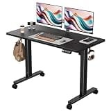 Monomi Electric Height Adjustable Standing Desk, 48x24 Inches, Ergonomic Home Office Sit/Stand Up Desks (Black Steel Frame/Black Top)