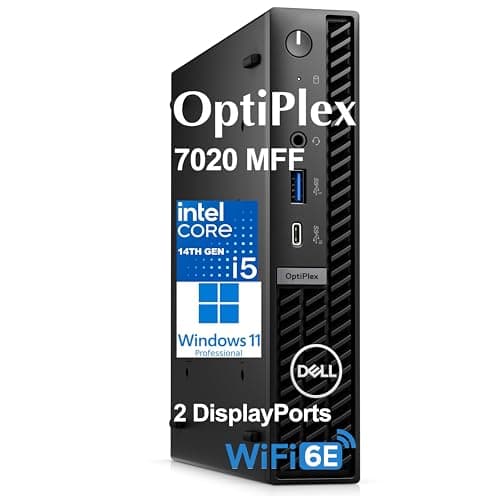Dell OptiPlex 7020 MFF 7000 Tiny Mini Business Desktop Computer, 32GB DDR5 RAM, 1TB PCIe SSD, 14th Gen Intel 14-Core i5-14500T (Beat i7-13700T), WiFi 6E, 2 DisplayPorts, HDMI, Type-C, Windows 11 Pro