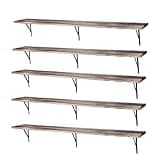 5-Tier Adjustable Display Bookshelf 72.05x11.81x7.87in Rustic Bookcase Long Shelves with Metal Bracket Suitable for Kitchen Bathroom Coffee Bar