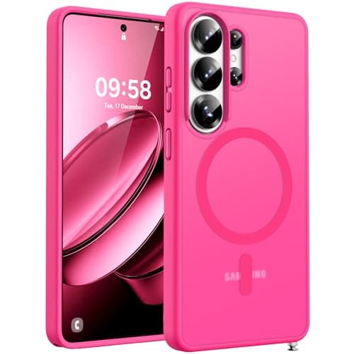 TOCOL for Samsung Galaxy S26 Ultra Case, Built-in Magnetic Ring, Drop Protection, Slim Translucent Matte Phone Case for Galaxy S26 Ultra 6.9 inch (Hot Pink)