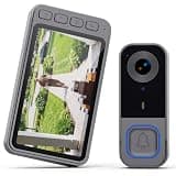 Vedio Doorbell Camera Wireless No Subscription 2.4GHz, Door Bell Cameras with Monitor Screen, Intercom 2-Way Audio for Home, Video Doorbell No WiFi and APP Needed, Night Vision, 120° Wide Angle