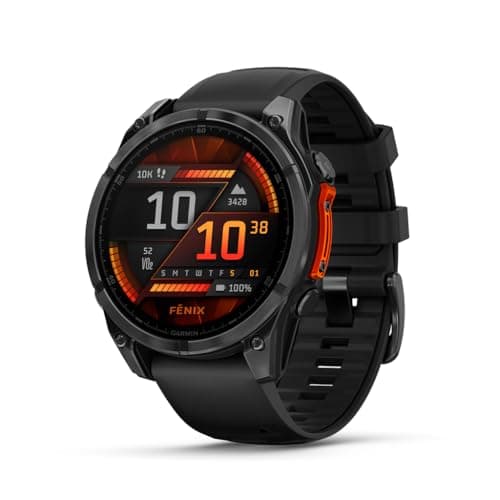 Garmin fēnix® 8 – 47mm, AMOLED, Premium Multisport GPS Smartwatch, Long-Lasting Battery Life, Dive-Rated, Built-in LED Flashlight, Slate Gray with Black Band
