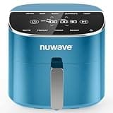 Nuwave Brio Plus 8 Qt Air Fryer, PFAS Free, New & Improved, Digital Touch Screen, Cool White Display, 50°F~400°F in Precise 5°, 5 Cook Functions, 100 Presets & 50 Memory, 3 Wattages 700, 1500, 1800