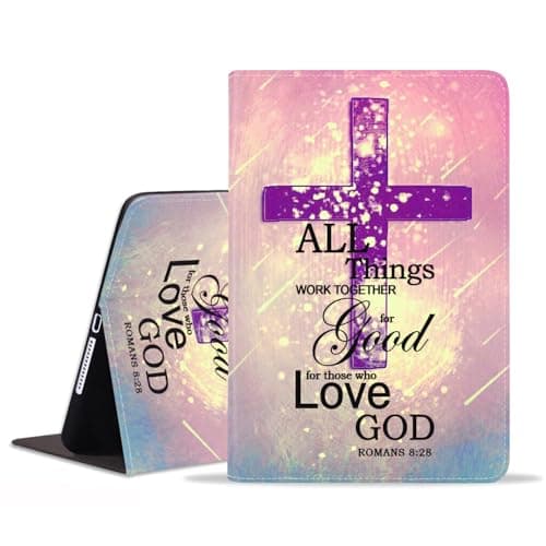 BWOOLL Case for iPad Pro 11 Inch M4 (2024, 5th Generation) - Slim Lightweight PU Leather Stand Cover with Auto Wake/Sleep for iPad Pro 11 2024, Quotes Bible Verse Romans 8:28