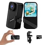 TIMNUT 4K60FPS Mini Action Camera, HD Thumb Camera with 64G SD Card, POV Portable Body Cam Wearable Video Recorder, IPX8 Waterproof Underwater Camcorder, Helmet Cam for Cycling,Motorcycle, Pet