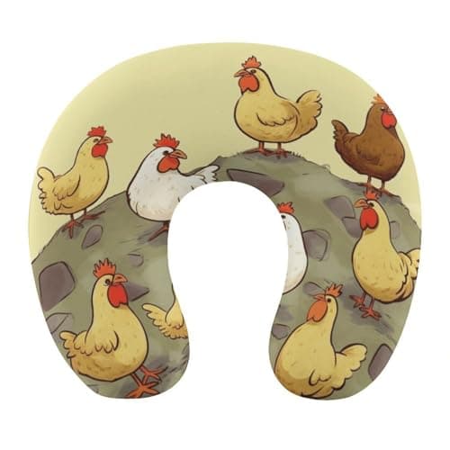 FekiLoot A Brood of Chickens Travel Pillow Ergonomic Travel Head Portable Neck Pillow Comfortable U Shape Memory Foam Pillows Office Napping Pillows for Trains Cars Planes