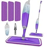 HOMTOYOU Spray Mops for Floor Cleaning: Wet Mop for Hardwood Tile Wood Laminate Vinyl - 3 Washable Microfiber Pads for Swiffer Powermop - Absorbs Pet Hair Dust