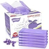 Baby Disposable Diaper Bags Easy-To-Tie Tabs Diaper Sacks with Lavender Scented Diaper Disposal or Pet Waste Bags (500 Count)