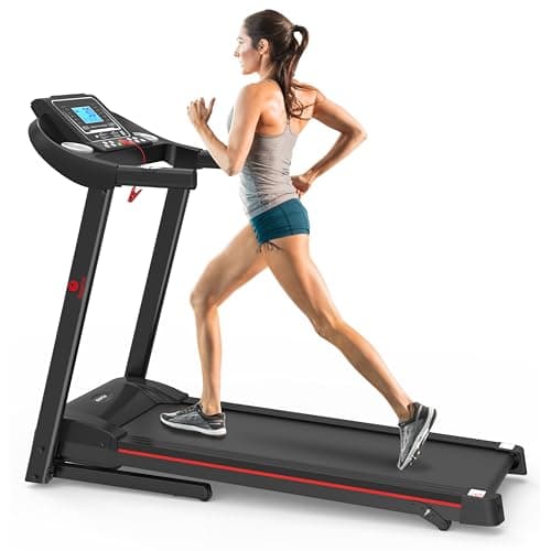 Fitnessclub2.5 HP Folding Treadmill with LCD Display, Portable Electric Running Machine with Heart Rate Monitor & Safety Key, Compact Exercise Equipment for Home Gym Use