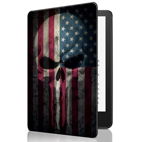 CAPAUNVDA Case for 6" Kindle Paperwhite 10th Generation 2018 Release,Ultra Slim Leather Stand Cover with Auto Sleep/Wake for Kindle 10th 2018,Skull Flag