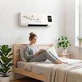 Tiny Room AC Fan and Heater Combo, Compact Wall Mounted Ductless Air Conditioner System for Camper Small Spaces, 1800W PTC Fast Heating Cooling Unit (Includes Drying Rack, 2-Screw Mount)