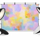 Yellow Purple Oil Painting Backdrop 10x8ft Abstract Gradient Color Block Photography Backdrop Photoshoot Background Tapestry Banner for Birthday Baby Shower Decoration Party Video Photo Studio Props