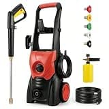 Nozzlpeak Pressure Washer 2200 PSI with On-Board Storage, 1625W Plug-in, Includes 5 Nozzles and Foam Pot, GFCI Plug, for Cars Fences Decks Outdoor - Orange red
