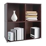 ZHISHUAI 4-Cube Solid Wood Bookcase, 2-Tier Storage Organizer Brown, 23.6in