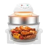 17.96Qt Glass Air Fryer Oven, Extra Large Halogen Convection Air Fryer with 360° Hot Air Circulation, Viewable Borosilicate Glass Bowl, 2 Stainless Steel Racks, Expansion Ring and Tong, 1200W-1400W