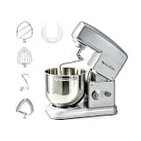 Rostbake Temperature-Controlled Stand Mixer, 7.4QT Dough Mixer with Double-Wall Cooling Bowl, 11-Speed Low-Noise Kitchen Mixer for Bread, Pizza, Sourdough & Baking (Gray, Dial Control)