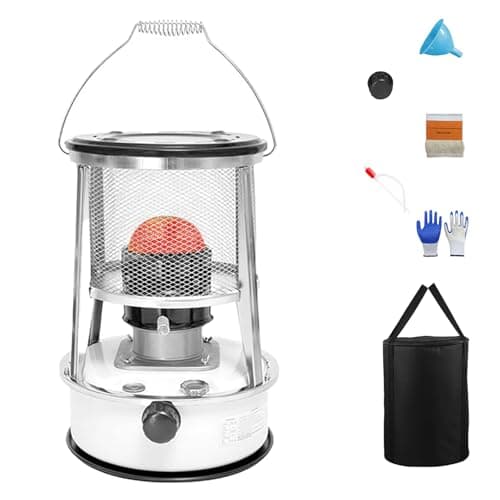 2026 Upgraded Kerosene Heaters for Indoor Use, Non Electric Heaters for Indoor, 9000 Btu(Lasts 18 H) Kerosene Heater Indoors, Portable Space Heater, for Camping (White)
