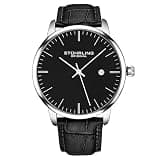 Stuhrling Original Men’s Watch Black Dial Dress Watch 40mm, Ultra Slim Mens Watch Black Leather Strap, Quartz Analog Men’s Wrist Watch, Classic Minimalist Watch for Men
