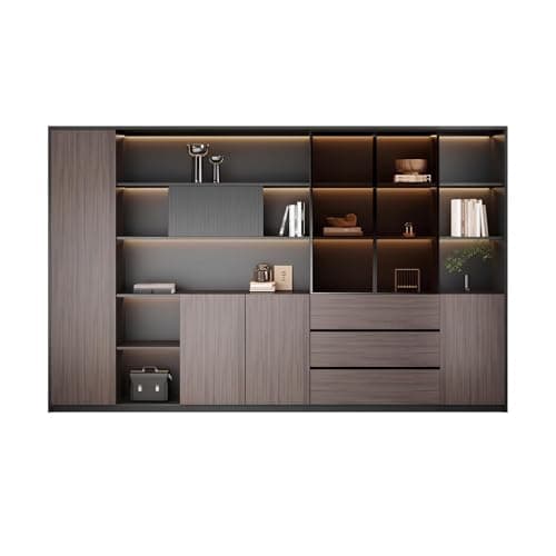 Modern Office File Cabinet with Large Storage Capacity, Wooden Storage Cabinet for Office Documents, Freestanding Filing Cabinet with Organized Compartments for Home & Business Use (C, L 280cm/110in)