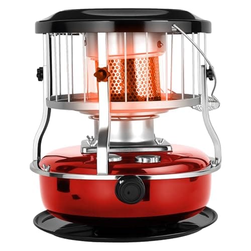 Kerosene Heater, Non-Electric 9000 BTU Indoor Kerosene Stove & Radiant Heater 2-in-1, Portable for Camping, Emergency Heating, Cooking, 16-21H Burn Time, 4.5L Fuel Capacity, No Power Needed Red