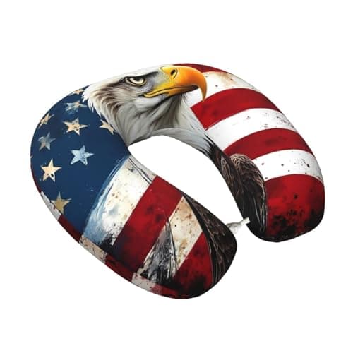 Coxfurio Retro American Eagle A for Nest Neck Pillow Travel Essentials,Memory Foam Pillow,Support for Long Flights,Travel Accessories,Washable,Attaches to Luggage