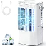 Portable Air Conditioners 4-in-1 Mini Small Air Conditioner Evaporative Air Cooler Fan with 1000ml Water Tank 3 Speeds 7 LED Lights Personal Mini AC with Timer for Bedroom Desktop Home Office (White)