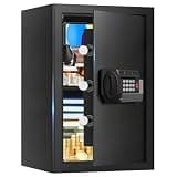 3.3 Cuft Large Home Safes Water and Fireproof, Anti-theft Floor Safe for Home Use with Programmable Keypad, Alarm System and Spare Keys, Digital Home Safes for Documents, Medicine