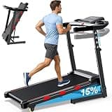 Treadmills for Home, App Compatible, 8.5MPH Foldable Walking Pad with 15% Incline, Full Screen LED Display, 350 LBS Weight Capacity, 2 Layers Shock-Absorbing, 3.5 HP Power Treadmill with Handle