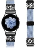 Braided Magnetic Band Compatible with Samsung Galaxy Watch 7 6 5 4 FE 40mm 44mm/6 4 Classic/5 Pro/3 41mm/Active 2 Women Men, 20mm Celtic Metal Stretchy Elastic Dressy Strap, No for Ultra 8