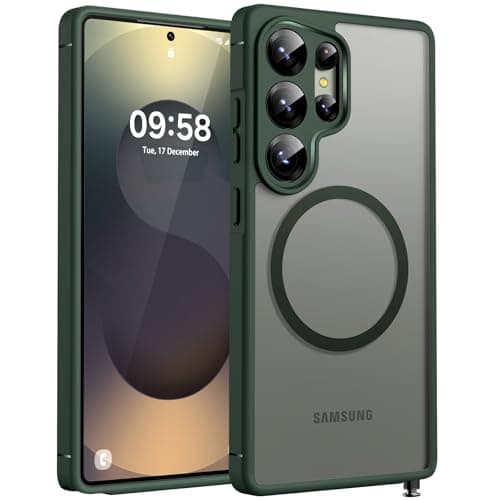 TOCOL Magnetic for Samsung Galaxy S25 Ultra Case, Upgraded Full Camera Protection, Compatible with Magsafe, Drop Protection Slime Clear Back Cover for Samsung Galaxy S25 Ultra 6.9-Inch (Alpine Green)