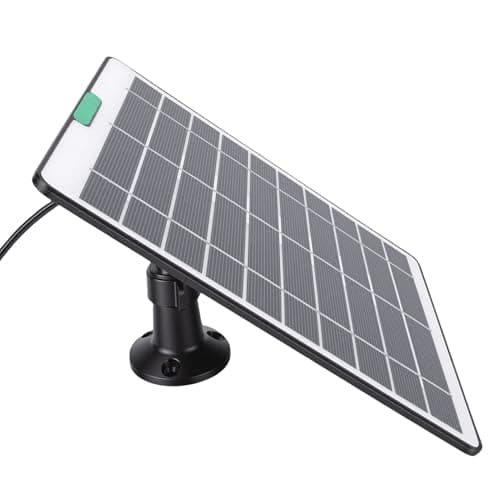 GOWENIC 5W 5V Solar Panel Charger for Camera Doorbell Long Lasting Monocrystalline Silicon Lightweight (Black)