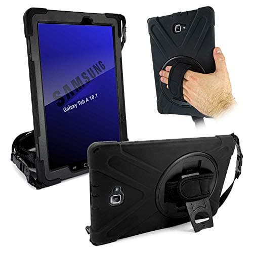 Tuff-luv Rugged Rotating Case Cover & Stands for Galaxy Tab A 10.1 (S-Pen) P580/P585 - Black