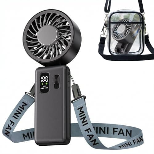 ALLENERGY 3-in-1 Portable Handheld Fan, 6000mAh High-Speed Turbo Handheld Fan Rechargeable, 100 Speeds Stepless Adjustment Mini Personal Desk Fan for Travel, Camping, Outdoor, Black