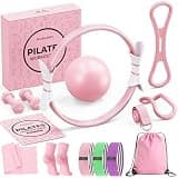 Fuelion Pilates Ring Set for Women, Home Workout Pilates Equipment with Resistance Bands, 14'' Magic Circle, Mini Ball, Pilates Starter Kit for Strength, Toning and Flexibility
