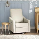 Davinci Jonah Swivel Recliner in Vanilla – Manual Reclining Nursery Glider Chair with 360° Swivel, High Back Support & Padded Arms for Nursing, Feeding & Baby's Room