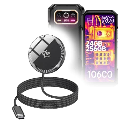 BoxWave Cables & Adapters Compatible with Ulefone Armor 27T Pro+ - MagnetoDisc Qi2 Wireless Charger (25W), Circular Magnet Desktop Travel Disc - Jet Black