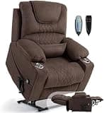 Heavy Duty Power Lift Recliner Chair with Massage Heat Velvet Fabric Electric Wide Recliner Chair with Two Side Pockets for Living Room Bedroom Furniture