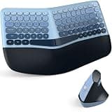MOFII Wireless Ergonomic Keyboard & Mouse Combo – Split Curved Keyboard with Wrist Rest (All-Day Comfort) + Wireless Vertical Ergonomic Optical Mouse, Compatible with PC/Laptop/Desktop- Blue Gradient