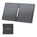 Ecosonique 15W Foldable Solar Charger Panel, Dual USB-C USB-A Output, Portable Panel for Camping Backpacking, Compatible with Phones, Fans