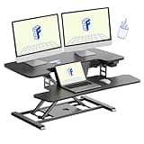 FLEXISPOT 35 inch Electric Standing Desk Converter, Motorized Stand up Desk Riser, Monitor and Laptop Workstation with Wide Keyboard Tray, Black