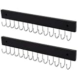 FDWXHZJL Hanging Jewelry Organizer Wall Mounted, Modern Jewelry Display with 28 Hooks, Decorative Necklace Holder for Wall, Space Saving Necklace Hooks(Black)