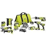 Ryobi 18-Volt ONE+ Lithium-Ion Cordless (10-Tool) Combo Kit with (1) 4.0 Ah Battery and (1) 1.5 Ah Battery, Charger and Bag
