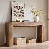 OKD Modern Entryway Console Table, Sofa Table with Drawers, 63" Long Hall Table Behind Couch, Thick Wood Design for Living Room, Hallway - Rustic Oak