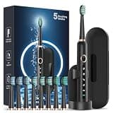 Rtauys M5 Electric Toothbrush for Adults - Sonic Electric Toothbrush for Kids and Adults with 8 Brush Heads & Travel Case, 120 Days Battery Life - Black