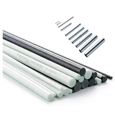 BEYVKIX Fiberglass Garden Stakes 0.5M Length with Stainless Steel Rod Connectors, 6PCS Flexible Fiberglass Rods for Plant Support, Tunnel Hoops, Tent Poles and DIY Crafts,Black,2.5mm