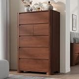 YANSNWO Walnut 6 Drawer Dresser for Bedroom, 48" Tall Chest of Drawers