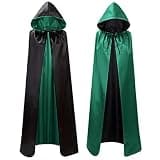 HSEHANO Unisex Halloween Cape Two Tone Reversible Hooded Long Cosplay Cloak