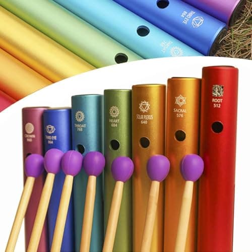 oiakus Aluminum Wah-Wah-Tube Kit, Hand Percussion Instrument Set, 512Hz/576Hz/640Hz/684Hz/768Hz/864Hz/960Hz, Round Tube Diameter 3.5CM, for Music Accompaniment and Personal Relaxation